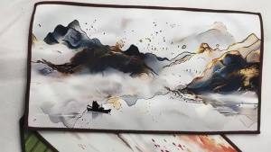 Chinese Zen Style Tea Towel Thickened Super Absorbent Kitchen Rag with Ancient Painting for Tea Ceremony Household Accessories