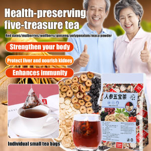 【Protect The Liver】Five Treasures Tea Nourish The Kidneys Nourish Strengthening The Body Health Tea Bags Ginseng Five Treasure Tea Bag Mulberry Wolfberry Maca Five Treasure Tea Mens Long-lasting Tea【护肝茶】人参五宝茶包男人能量花茶养生茶黄精桑葚枸杞肾八宝茶