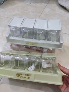 Hũ bộ đựng gia vị gồm 4 hộp đựng màu trong suốt hàng nhựa Cao cấp việt nhật