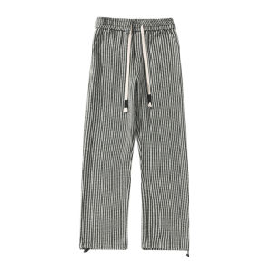 American Style Large Size Loose Slimming Striped Wide Leg Straight Cut Pants Mens Retro Casual Sports Sweatpants