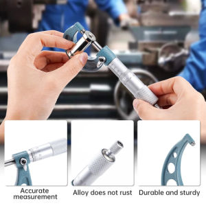 4 PCS Set 0-25mm-50mm-75mm-100mm Outside Micrometer Set with Standards Ratchet Stop 0-100mm Range 0.01mm Graduation