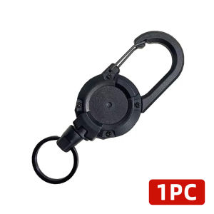 PINMOAP 1PC Theft Metal Retractable Keychain Steel Wire Rope Key Holder Elastic Lanyard Clip For Outdoor Fishing Camping Tools