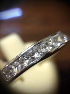 (งานเซลล์จ้า) Diamond Ring แหวนเพชรแถว ปริ๊นเซสคัต เพชรcz top grade ไซส์ 57 ใส่สวย สบายกระเป๋า