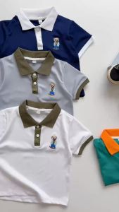 Áo Polo cho bé trai Hàn quốc xuất dư xịn Kangmin kids áo phông cộc tay bé trai có cổ A001 Áo hè cho bé Từ 10-25kg