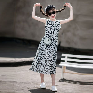 Fresh Girl Beach Skirt Western Style Cotton Bohemia Long Skirt over the Knee Large Kids Seaside Holiday Dress