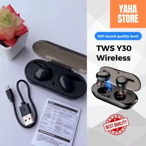 Headset TWS Y30 Bluetooth 5.0 Wireless Earphone Wireless HiFi Sport Handset Gaming - Yaha Store