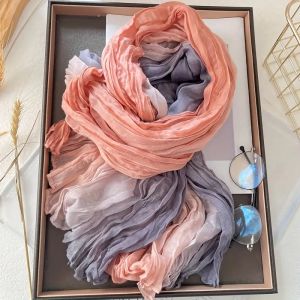 WomenS Bohemian Gradient Blue Scarf Lightweight Soft & Breathable Ruffled Shawl Perfect for Beach Vacations & Casual Outings