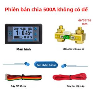 Đồng Hồ Đo Năng Lượng Đa Chức Năng Màn Hình LCD Coulombometer Ampe Kế Vôn Kế Wattmeter 8-120V 100/200/300/500A Máy Kiểm Tra Pin DC Có Shunt