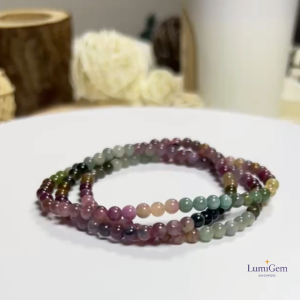 LumiGem 2-in-1 Premium Grade Tourmaline Rainbow Natural Crystal 3-Loop Bracelet/Necklace