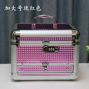 Large Capacity Portable Makeup Box Jewelry Storage Organizer Handheld Princess Gift Box with Password Lock Handbag Style