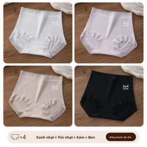 Quần lót ren MiiOW cho nữ làm bằng lụa tơ tằm cao cấp kháng khuẩn tam giác cạp cao