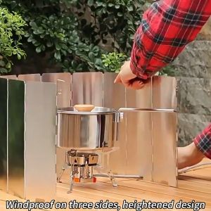 Outdoor 8 | 10 Aluminum Plates Foldable Wind Shield Windscreen for Camping Stoves