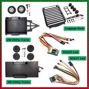 Xe Kéo Đa Năng ABS Có Móc Kéo Giá Để Hành Lý Hợp Kim Nhôm Đèn LED Dành Cho Xe RC Crawler 1/18 TRX4M Traxxas AX-8560 Bronco Phụ Kiện Nâng Cấp