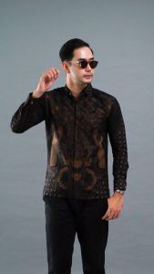 Handara Batik Premium Pria Lengan Panjang Slim Fit Furing - Satya Coklat