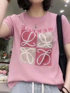 Export Brand Big Sale Leak-Picking Fashionable Pure Cotton Short Sleeve T-Shirt Womens Summer Wear Top-Selling Product Fashion Belly Covering Anti-Aging Top