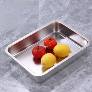 Deepened Rectangular Stainless Steel Tray