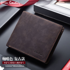 Pierre Cardin Genuine Leather Vintage Wallet Mens Short Style 2025 New Card Holder Luxury Brand Top Layer Pure Cowhide