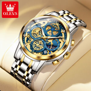 OLEVS Casual Watch For Men Original Waterproof  Fashion Stainless Steel Chronograph Luminous jam tangan lelaki