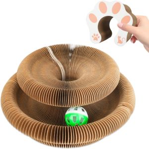 Magic Cat Scratch Organ Board Cat Toy with Ball Cat Grinding Claw Cat Climbing Frame Kitten Round Corrugated Cat Scratching Toy