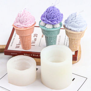 Ice Cream Silicone Candle Mold DIY Aromatherapy Soap Plaster Wax Making Ice Cream Cone Fondant Dessert Cake Baking Mold