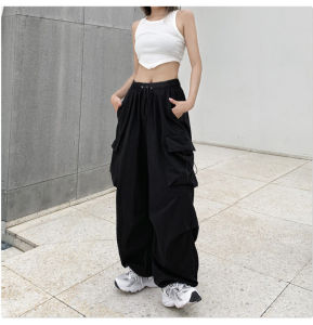 2025 Cargo Pants Women Retro Workwear Casual Baggy Straight Trousers Fashion Wide Leg Pockets Joggers Trousers Y2k Streetwear