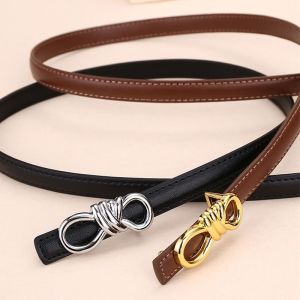 [Hộp Quà tặng] Thắt lưng nữ nơ màu bạc vàng 1.3cm Thắt lưng khoá thắt lưng Da thật làm quà tặng đầm váy cho quà giáng sinh