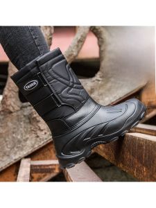 Harbin Winter Outdoor Mens Snow Boots Waterproof Non-Slip Warm Cotton Shoes Fleece Lined Thick Fishing High-Cut Boots