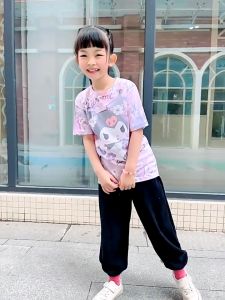 เสื้อยืดแขนสั้น 3D เด็ก Sanrio เด็ก Kuromi ปีศาจน้อย Kawaii น่ารัก ยี่ปุ่นเกาหลีสบาย ๆ หลวมคอ เด็ก Kuromi 3D T Shirt