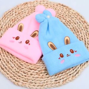 Baby Cotton Cashmere Fetal Cap Autumn Winter Girl Boy Woolen Hats Cute Bunny Cartoon Warm Caps For Kids