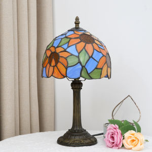 Small Tiffany Style Table Lamp8 inch Sunflowers Stained Glass Light for Bedside Living Room Office Decor Home