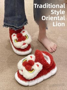 MONLEYTA | Womens Cotton Slippers Winter Thick Heel Indoor Home Warm Plush National Trend Couple Shoes High Heel Warm Home Slippers