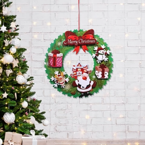 3D Christmas Paper Wreath with Glitter Creative Window Hanging Decoration
