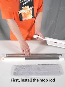 Jbos Mop with Squeezer Self Wash White and Orange Sleek Magic mop Deep Cleaning Map Floor Cleaning