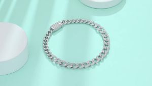 S925 Silver Cuban Link Bracelet with Moissanite 18K Gold Plated Christmas Gift with Gift Box Elegant Jewelry for Women