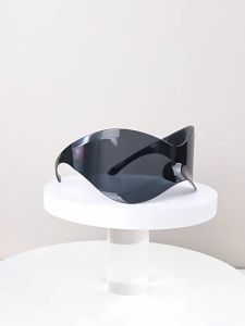 New Oversized Y2K Punk Rimless Sunglasses Women Men Brand Designer Hip Hop Sport One Piece Sun Glasses Shades Goggles Windproof Rimless One-piece Sunglasses Personality Y2K Cycling Shades Sports Punk Eyeglass Face Shield