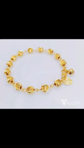 [VJ]Cop916 Bracelet "Moon Cut-Beads" 999.9 Bangkok Gold Plated W:3mm-7mm L:11cm-22cm Bracelet [Rantai Tangan Biji Sawi]