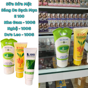 Sữa Rửa Mặt Sáng Da Sạch Mụn E 100 Nha Đam - Nghệ - Dưa Leo Cho làn da tươi mát mịn màng và sạch mụn