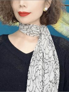 Khăn Choàng Lụa Thời Trang Mùa Hè 2025 Họa Tiết Hoa Gấp Gọn Chống Nắng Bảo Vệ Cổ Đa Năng Màu Trơn Dây Thắt Nơ