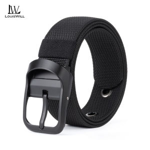 LouisWill Men Sports Belt Outdoor Belt Adjustable Belt Rotating Buckle Double-Sided Two-Color Nylon Belt Waistband Youth Sports Canvas Pant Belt Simple Nice Waistband