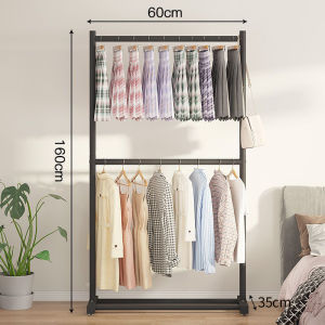 Double Layer Space Saving Bedroom Standing Clothes Hanger
