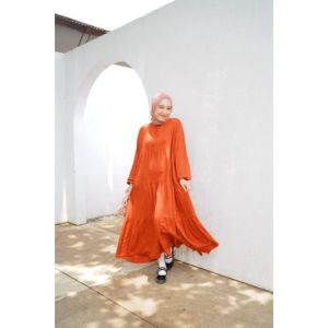 Muazara - Rachel Long Dress | Dress Muslim | Gamis Muslim Busui Friendly Terbaru  LD 110 cm