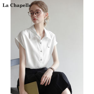La Chapelle | Korean Style White Simple Polo Neck Loose and Slim Short Sleeve Shirt for Summer