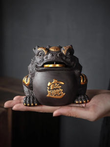 Handmade Purple Clay Tea Pet Three-legged Golden Toad Table Decoration Vintage Style Tea Table Ornament Creative General Toad Tea Tray Accessories