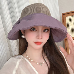 Mũ Đi Biển Bằng Rơm Chống Nắng Cho Nữ Mũ Tròn Có Nơ Bướm Mũ Đi Biển Chống Tia UV Có Thể Gập Lại Mũ Đi Biển Bằng Rơm Sang Trọng