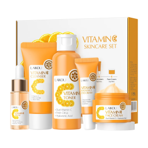 Bộ Chăm Sóc Da Mặt Vitamin C 5 Món Dành Cho Nữ - Tinh Chất Kem Dưỡng Serum Sữa Rửa Mặt Nước Hoa Hồng Kem Dưỡng Mắt - Chống Lão Hóa Làm Sáng Da