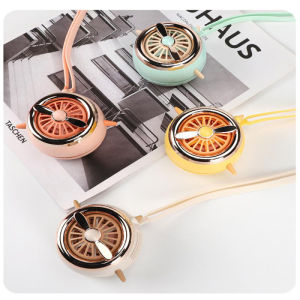 VAORLO Stylish Leafless Neckband Mini Fan Cool Wind Summer Artifact 500mAh Portable Outdoor Small Fan 3 Speeds Strong Wind With Lanyard Strap Modern Style