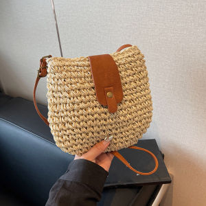 New Summer Shoulder Bag Grass Woven Crossbody Basg for Women Bohemian Beach Simple Designer Small Purses and Handbags 2024