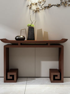 New Chinese Style Entrance Table Wall Side Entrance Cabinet Strip Case Study Partition Zen Meaning Offering Table Solid Wood