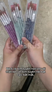 Bộ 5 Cọ Đắp Gel Nail Kim Tuyến Cao Cấp – Cọ Đầu Oval Chuyên Vẽ Nail Art...LIM BRUSH