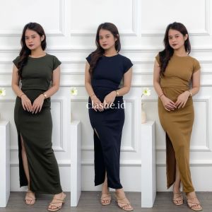 Uvira Set Setelan Wanita Atasan Baju Dan Rok Rib Korean Style Kekinian Terbaru Ootd by Clashe